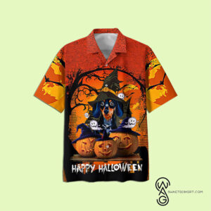 Happy Halloween Dachshund Dog Full Printing Hawaiian Shirt Funny Hawaiian Beach Gift Casual Shirt Vesles2014S