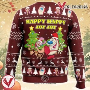 Happy Happy Joy Joy Ren And Stimpy Ugly Christmas Sweater, Unique Christmas Gift For Fans - Vesles2014S 1