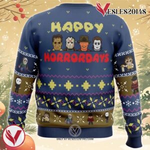 Happy Horrordays Halloween Ugly Christmas Sweater, Unique Christmas Gift For Fans - Vesles2014S 1