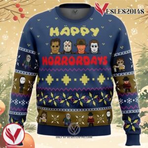 Happy Horrordays Halloween Ugly Christmas Sweater, Unique Christmas Gift For Fans - Vesles2014S
