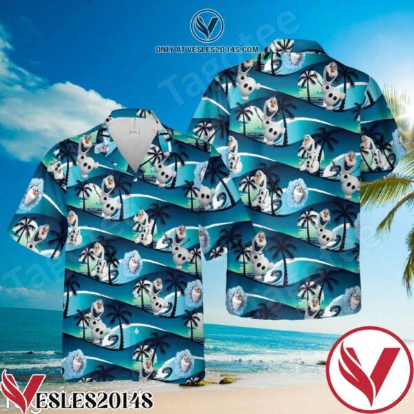 Happy Olaf Frozen Disney Cartoon Graphic Navy Hawaiian Shirt And Short, Unique Gifts For Friends - Vesles2014S 1