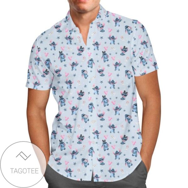Happy Stitch Cartoon Lilo And Stitch Disney For men And Women Graphic Print Short Sleeve Hawaiian Casual Shirt Vesles2014S