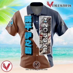 Hashibira Inosuke Demon Slayer Hawaiian Button Up Shirt, Perfect Gifts For Anime Lovers - Vesles2014S