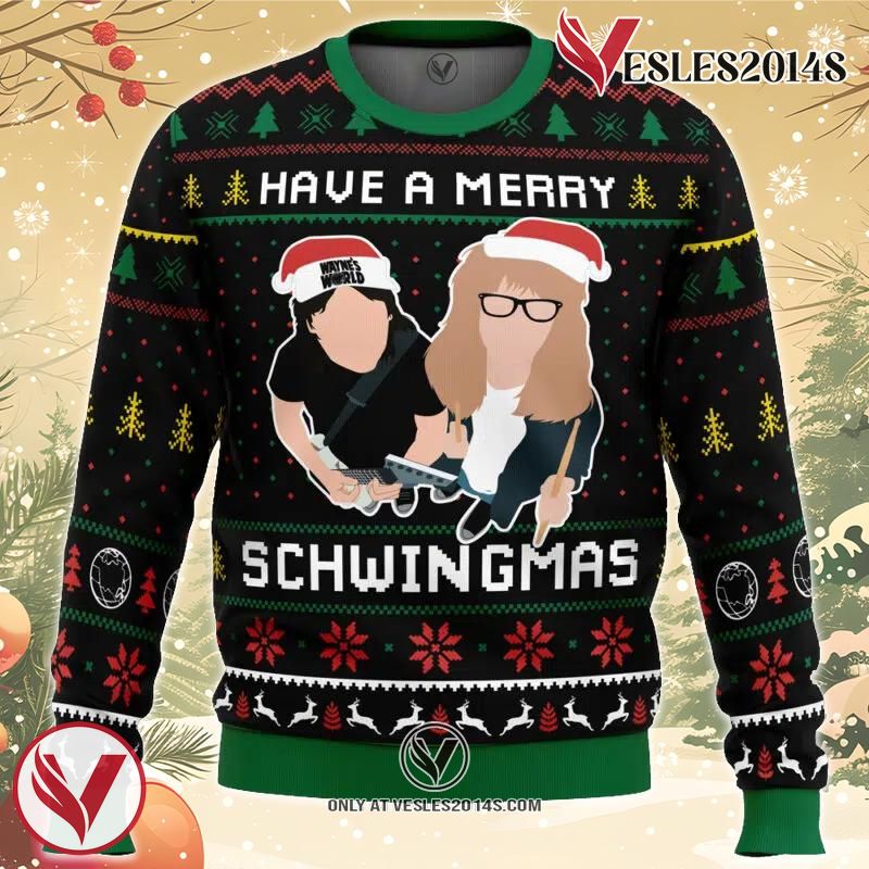 Have A Merry Schwingmas Wayne’s World Ugly Christmas Sweater, Unique Christmas Gift For Fans - Vesles2014S