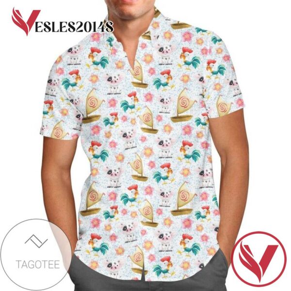Heihei and Pua Disney For men And Women Graphic Print Short Sleeve Hawaiian Casual Shirt Vesles2014S 1