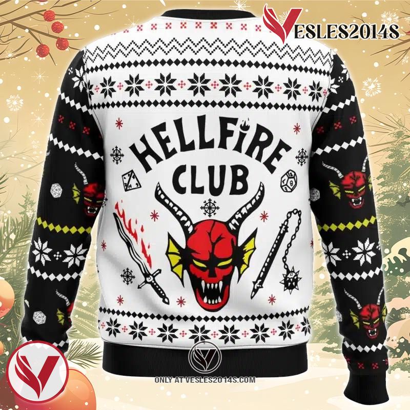 HellFire Club Stranger Things Ugly Christmas Sweater, Unique Christmas Gift For Fans - Vesles2014S 1
