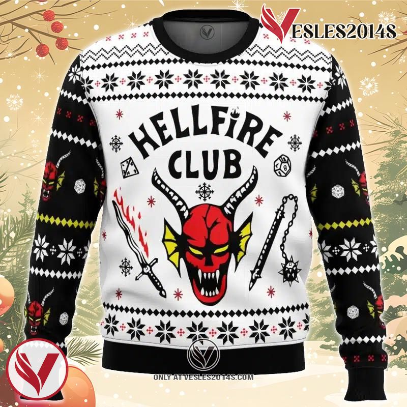 HellFire Club Stranger Things Ugly Christmas Sweater, Unique Christmas Gift For Fans - Vesles2014S