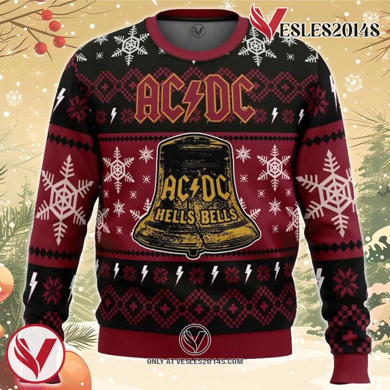 Hells Bells ACDC Ugly Christmas Sweater, Unique Christmas Gift For Fans - Vesles2014S