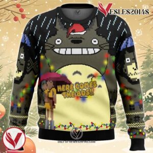 Here Comes The Bus My Neighbor Totoro Ugly Christmas Sweater, Unique Christmas Gift For Fans - Vesles2014S