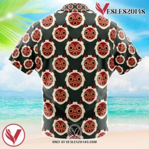 Hime’s Mask Princess Mononoke Hawaiian Button Up Shirt, Perfect Gifts For Anime Lovers - Vesles2014S 2