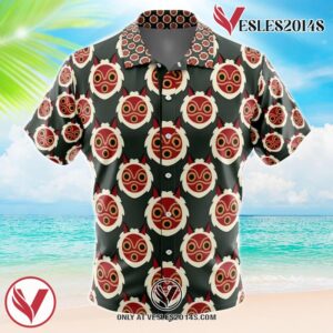 Hime’s Mask Princess Mononoke Hawaiian Button Up Shirt, Perfect Gifts For Anime Lovers - Vesles2014S