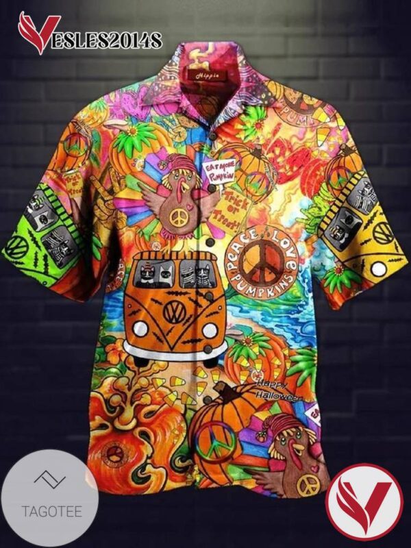 Hippie Hawaiian II Graphic Print Short Sleeve Hawaiian Casual Shirt Vesles2014S 1