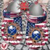 Hockey Personalized BSabres American Flag Breaking Wall Clog Shoes, Unique Gift From  Vesles2014S