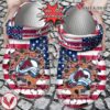 Hockey Personalized CAvalanche American Flag Breaking Wall Clog Shoes, Unique Gift From  Vesles2014S