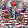 Hockey Personalized MWild American Flag Breaking Wall Clog Shoes, Unique Gift From  Vesles2014S