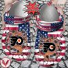 Hockey Personalized PFlyers American Flag Breaking Wall Clog Shoes, Unique Gift From  Vesles2014S