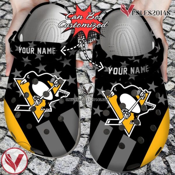 Hockey Personalized PPenguins Star Flag Clog Shoes, Unique Gift From  Vesles2014S