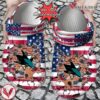 Hockey Personalized SJ Sharks American Flag Breaking Wall Clog Shoes, Unique Gift From  Vesles2014S