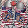 Hockey Personalized TB Lightning American Flag Breaking Wall Clog Shoes, Unique Gift From  Vesles2014S