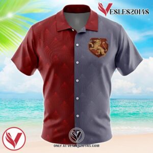 Hogwarts Legacy Gryffindor Badge Harry Potter Hawaiian Button Up Shirt, Perfect Gifts For Anime Lovers - Vesles2014S