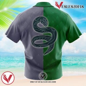 Hogwarts Legacy Slytherin Badge Harry Potter Hawaiian Button Up Shirt, Perfect Gifts For Anime Lovers - Vesles2014S 1