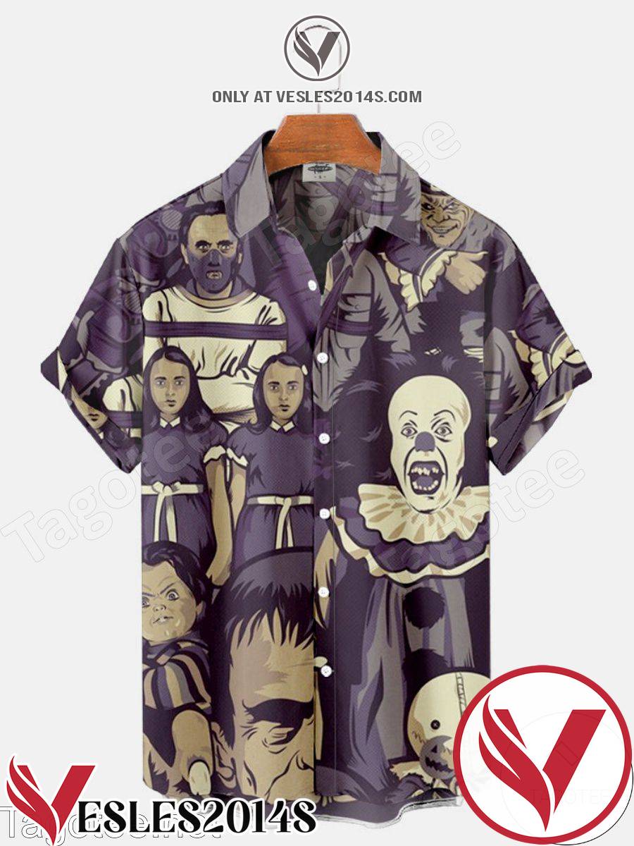 Horror Characters For Halloween Vintage Halloween Hawaiian Shirt, Unique Gifts For Friends - Vesles2014S 1
