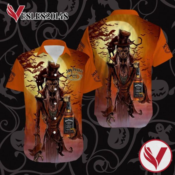 Horror Sunset Skeleton Jack Daniel's Halloween Casual Beach Full Printing Hawaiian Shirt Vesles2014S 1