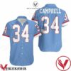 Houston Oilers Earl Campbell 34 Light Blue Throwback Retired Player Hawaiian Shirt, Unique Gifts For Friends - Vesles2014S 1