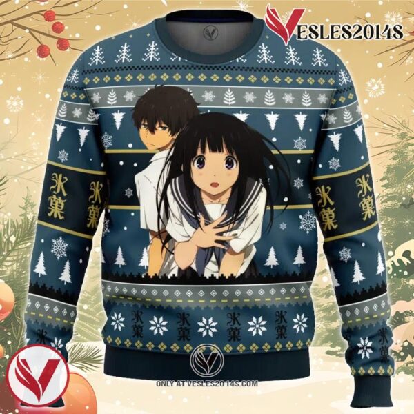 Houtarou And Eru Hyouka Ugly Christmas Sweater, Unique Christmas Gift For Fans - Vesles2014S