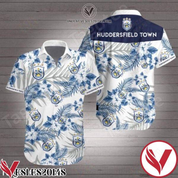 Huddersfield Town Blue Tropical Floral White Hawaiian Shirt, Unique Gifts For Friends - Vesles2014S 1