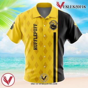 Hufflepuff Harry Potter Hawaiian Button Up Shirt, Perfect Gifts For Anime Lovers - Vesles2014S