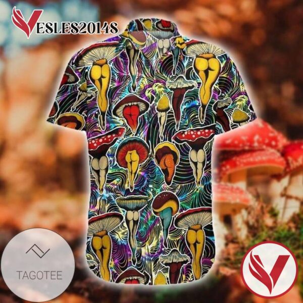 Humanoid mushroom Hawaiian Graphic Print Short Sleeve Hawaiian Casual Shirt Vesles2014S