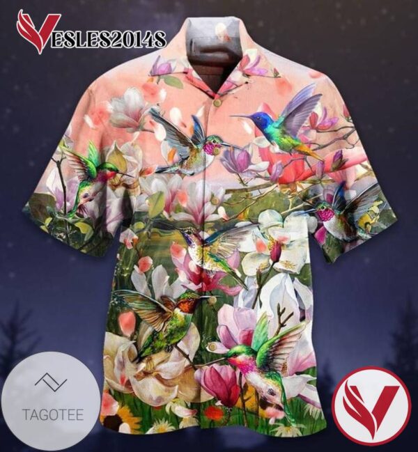Humming Bird Print Short Sleeve Hawaiian Casual Shirt Vesles2014S 1
