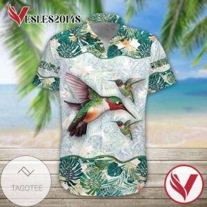 Hummingbird Hawaiian Graphic Print Short Sleeve Hawaiian Casual Shirt Vesles2014S 1