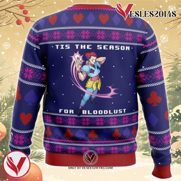 Hunter X Hunter Hisoka Tis the Season for Bloodlust Ugly Christmas Sweater, Unique Christmas Gift For Fans - Vesles2014S 1