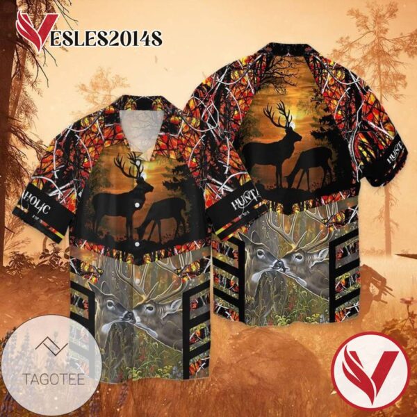 Hunting Deer 2 For Men And Women Graphic Print Short Sleeve Hawaiian Casual Shirt Vesles2014S