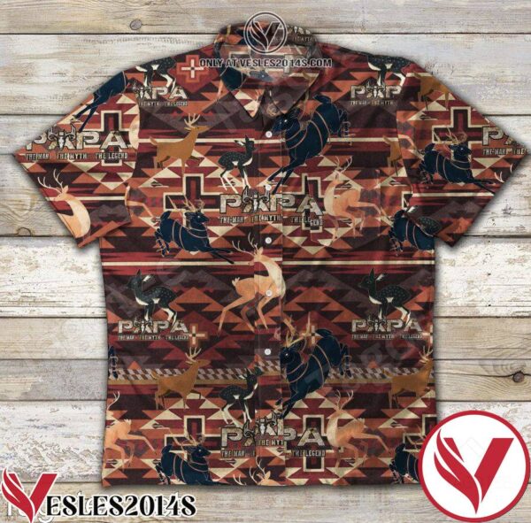 Hunting Deer Papa The Man The Myth The Legend Native Pattern Hawaiian Shirt, Unique Gifts For Friends - Vesles2014S 1