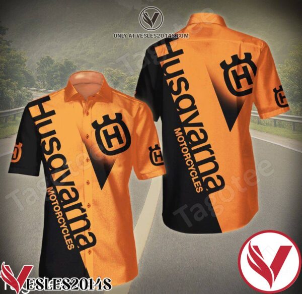 Husqvarna Motorcycles Orange Mix Black Hawaiian Shirt, Unique Gifts For Friends - Vesles2014S 1
