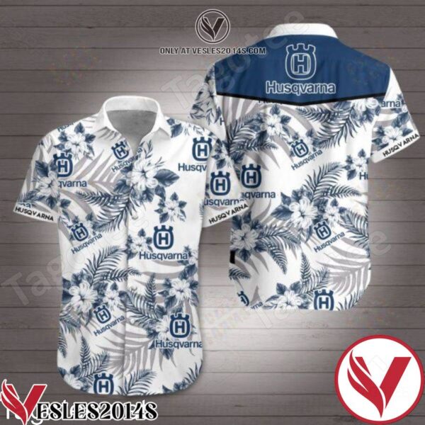 Husqvarna Navy Tropical Floral White Hawaiian Shirt, Unique Gifts For Friends - Vesles2014S 1