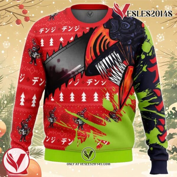 Hybrid Form Denji Chainsaw Man Ugly Christmas Sweater, Unique Christmas Gift For Fans - Vesles2014S
