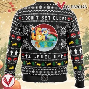 I Don’t Get Older I Level Up Pokemon Ugly Christmas Sweater, Unique Christmas Gift For Fans - Vesles2014S 1