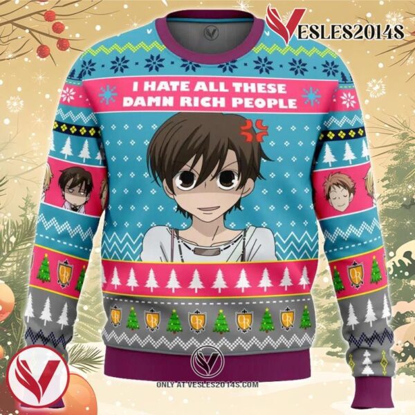 I Hate All Ouran High School Host Club Ugly Christmas Sweater, Unique Christmas Gift For Fans - Vesles2014S