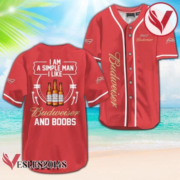 I Like Budweiser Beer And Boobs Baseball Jersey, Perfect Gifts For Fans - Vesles2014S
