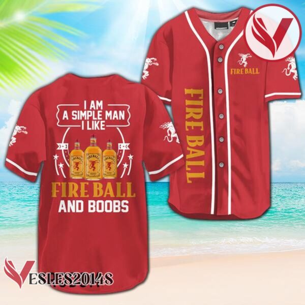 I Like Fireball Whiskey And Boobs Baseball Jersey, Perfect Gifts For Fans - Vesles2014S