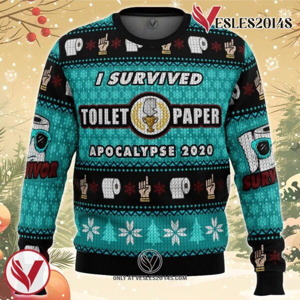 I Survived Toilet Paper Apocalypse 2020 Ugly Christmas Sweater, Unique Christmas Gift For Fans - Vesles2014S