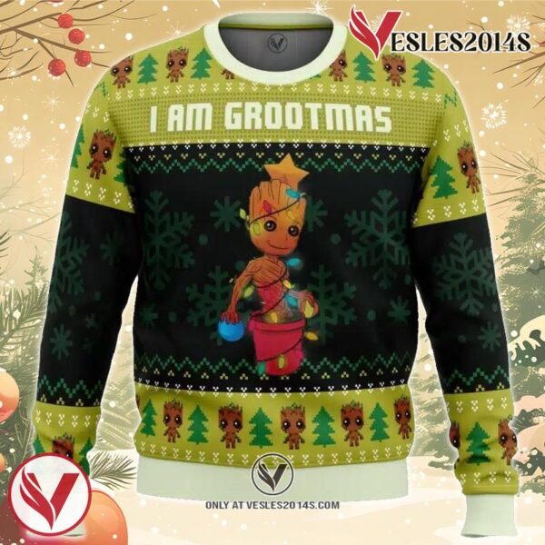 I am Grootmas Guardians of the Galaxy Marvel Ugly Christmas Sweater, Unique Christmas Gift For Fans - Vesles2014S
