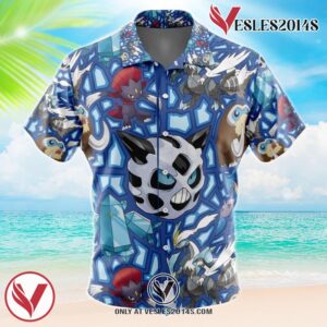 Ice Type Pokemon Pokemon Hawaiian Button Up Shirt, Perfect Gifts For Anime Lovers - Vesles2014S