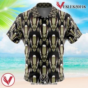 Ichigo’s Hollow Mask Bleach Hawaiian Button Up Shirt, Perfect Gifts For Anime Lovers - Vesles2014S