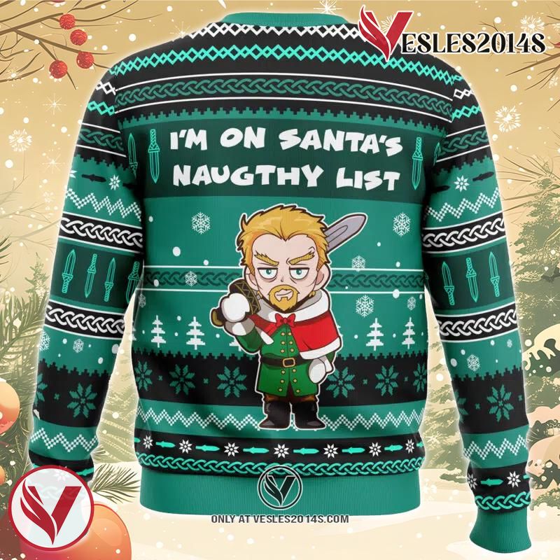 I’m on Santa’s Naughty List Vinland Saga Ugly Christmas Sweater, Unique Christmas Gift For Fans - Vesles2014S 1