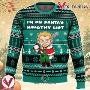 I’m on Santa’s Naughty List Vinland Saga Ugly Christmas Sweater, Unique Christmas Gift For Fans - Vesles2014S
